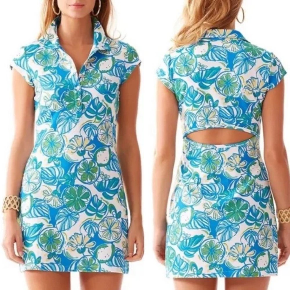 EUC Lilly Pulitzer Rayna Cut Out Back Knit Polo Dress Size Small